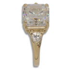 Three Stone Asscher Cut Moissanite Ring