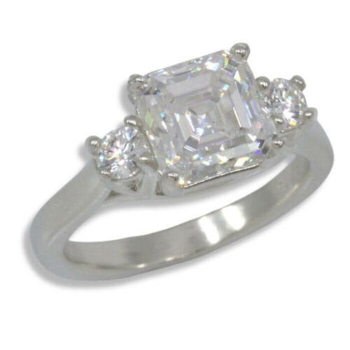 Octo Square Accented Trellis Pre-notched Ring Mounting - Moissanite