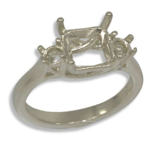 Octo Square Accented Trellis Pre-notched Ring Mounting - White Gold