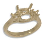 Octo Square Accented Trellis Pre-notched Ring Mounting - Yellow Gold