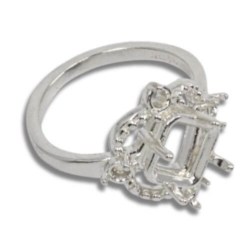Princess Cut Accented Milgrain Pre-notched Ring Mounting