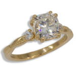 Cushion Cut Accented Twist Milgrain Pre-notched Ring Mounting - Lab Diamond