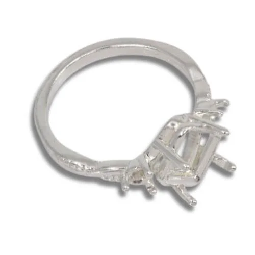 Princess Cut Accented Twist Milgrain Pre-notched Ring Mounting