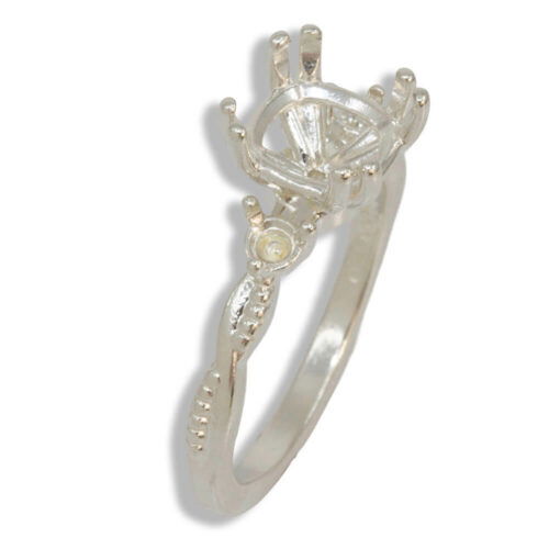 Cushion Cut Accented Twist Milgrain Pre-notched Ring Mounting