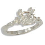 Cushion Cut Accented Twist Milgrain Pre-notched Ring Mounting