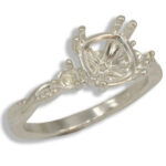 Cushion Cut Accented Twist Milgrain Pre-notched Ring Mounting - White Gold