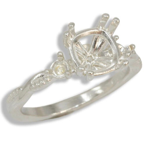 Cushion Cut Accented Twist Milgrain Pre-notched Ring Mounting