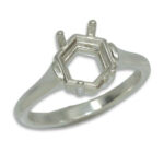 Hexagon Cathedral Pre-notched Ring Mounting - Sterling Silver