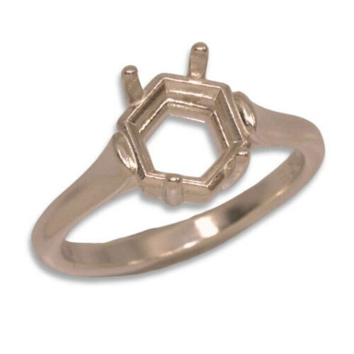 Hexagon Cathedral Pre-notched Ring Mounting - Rose Gold