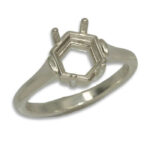 Hexagon Cathedral Pre-notched Ring Mounting - White Gold