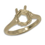 Hexagon Cathedral Pre-notched Ring Mounting - Yellow Gold