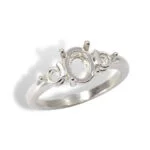 Oval 8x6mm Accented Pre-notched Ring Mounting