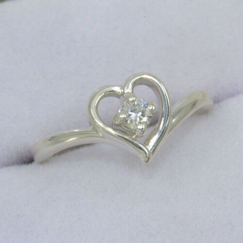 Lab Created 3mm Round Heart Design Ring