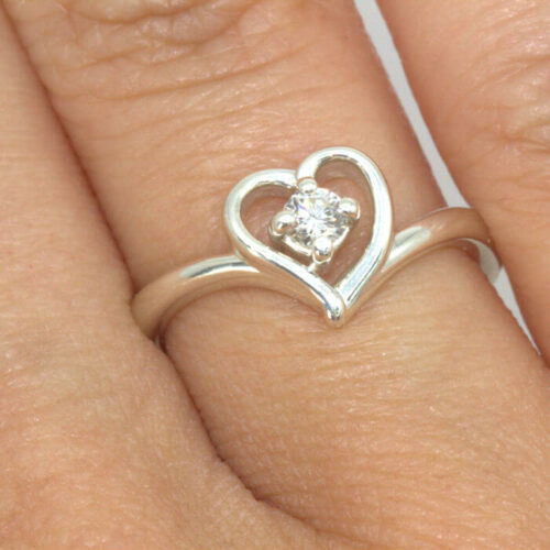 Lab Created 3mm Round Heart Design Ring