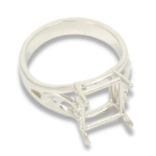 Emerald Cut Side Deco Pre-notched Ring Mounting