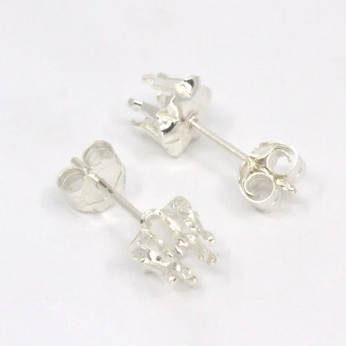 Snap-tite 6-Prong Round Clover Earring Settings