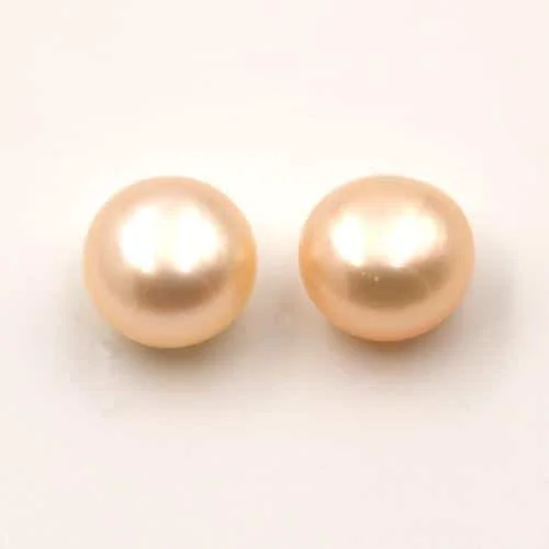 Half Drilled Peach Button Pearls