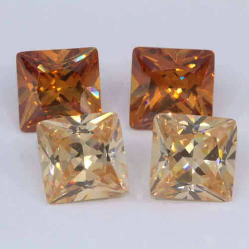 Champagne Cubic Zirconia 10mm Princess Cut Clearance