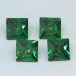 Green Cubic Zirconia 8mm Princess Cut - Clearance