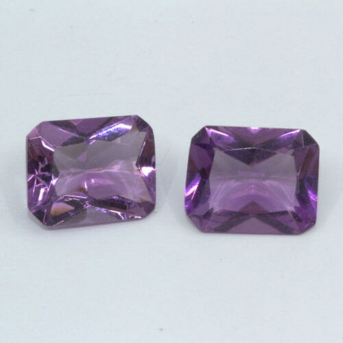 Lab Created Amethyst 10x8mm Emerald Cut 2 Pack Clearance