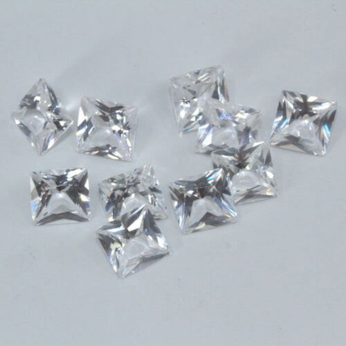 White Lab Sapphire 6mm Princess Cut