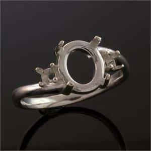 Oval Cabochon Accented Ring Mounting