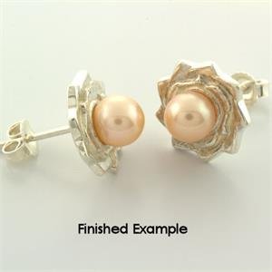 Sterling Silver Flower Design Pearl Earring