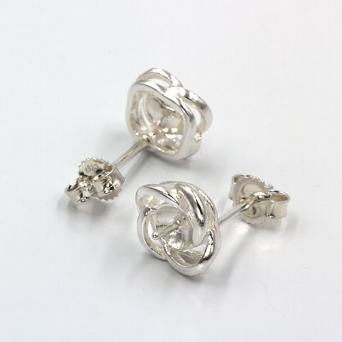 Sterling Silver Flower Design Pearl Earring