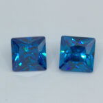 Swiss Blue Cubic Zirconia 8mm Princess Cut 2 Pack Clearance