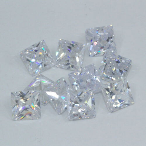 White Cubic Zirconia 6mm Princess Cut 10 Pack Clearance